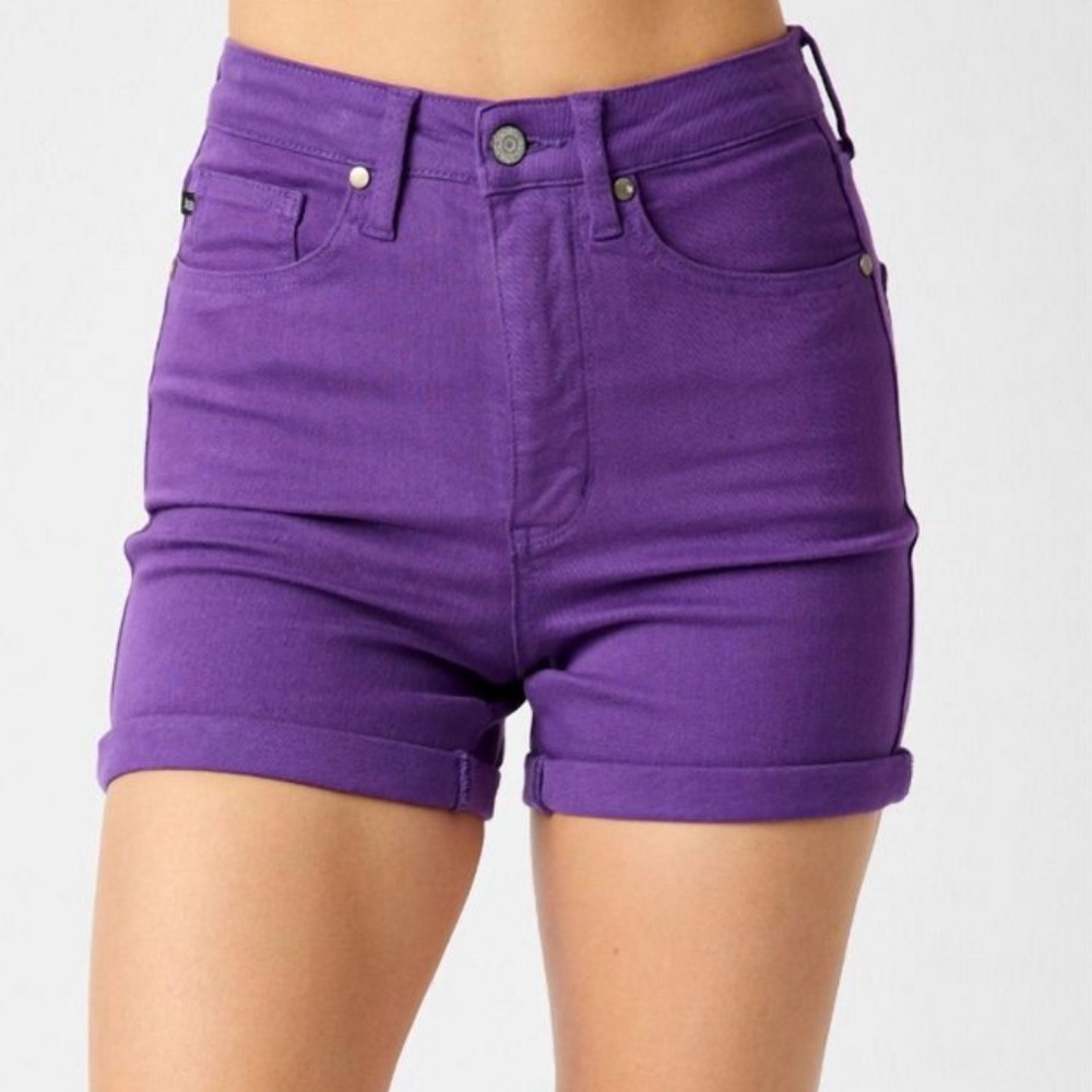 Judy Blue "Purple Haze" High Waisted Tummy Control Garment Dyed Shorts size M